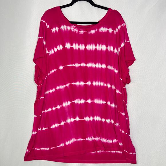 torrid Tops - Torrid Super Soft Knits Pink Short Sleeve T-Shirt in Tie Dye Size 5X